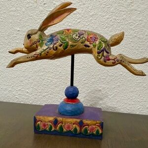 JIM SHORE 2003 HEARTWOOD CREEK COUNTRYSIDE BEAUTY FLYING RABBIT LEAPING